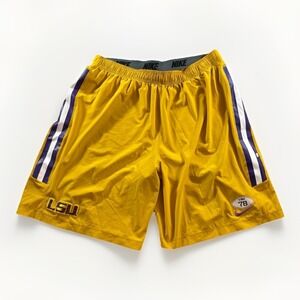 LSU Tigers Nike Shorts Mens 3XL Yellow Player Issued #78 Practice Shorts Striped